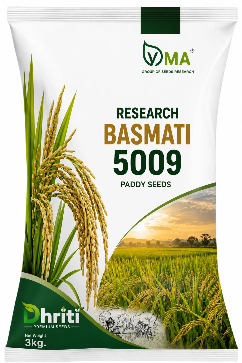 VMA Research Basmati 5009 paddy seed pack, 3 kg